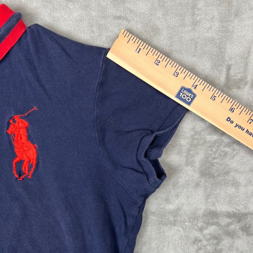 Kids Ralph Lauren Polo Shirt XL Blue Red White Colorblock Big Pony Logo - Picture 8 of 13